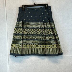 NWT M.S.S.P. Skirt Size 4 Blue Yellow Arianna Boho Cross Stitch Embroidered